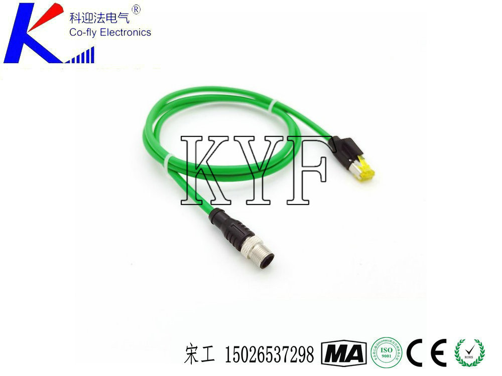 ProfiNet工业以太网连接器4芯M12D编码转RJ45插头